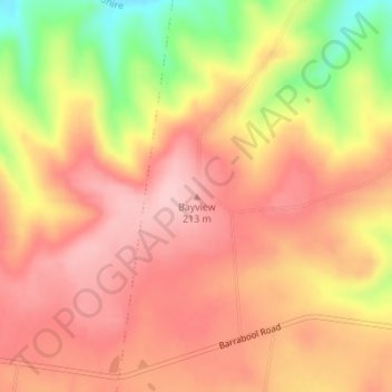 Topografinen kartta Bayview, korkeus, helpotus