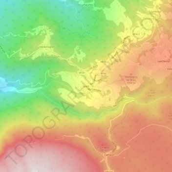 Topografinen kartta Spert, korkeus, helpotus