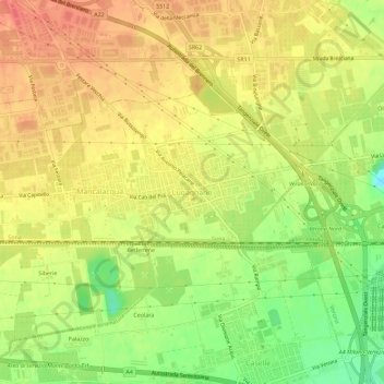 Topografinen kartta Lugagnano, korkeus, helpotus