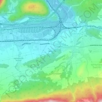 Topografinen kartta Neufeld, korkeus, helpotus
