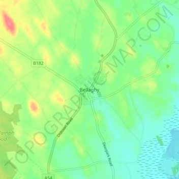 Topografinen kartta Bellaghy, korkeus, helpotus