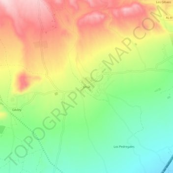 Topografinen kartta Úrcal, korkeus, helpotus