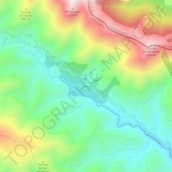 Topografinen kartta Cabezo, korkeus, helpotus