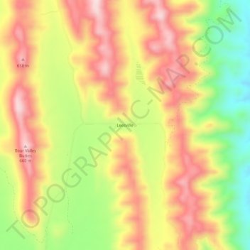 Topografinen kartta Leesville, korkeus, helpotus