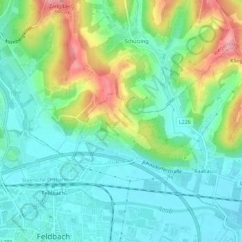 Topografinen kartta Konixberg, korkeus, helpotus