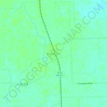 Topografinen kartta Wadsworth, korkeus, helpotus