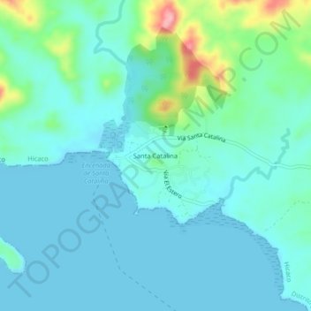 Topografinen kartta Santa Catalina, korkeus, helpotus
