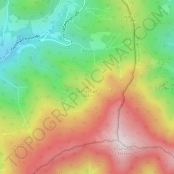 Topografinen kartta Gamskogel, korkeus, helpotus