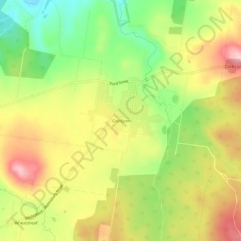 Topografinen kartta Glenlyon, korkeus, helpotus