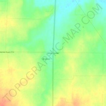 Topografinen kartta Union Center, korkeus, helpotus