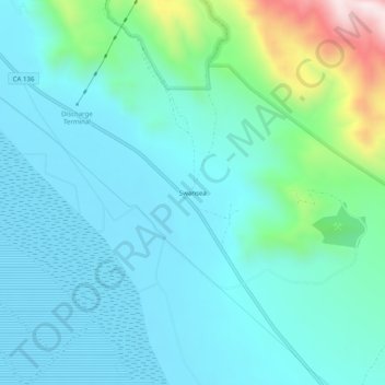 Topografinen kartta Swansea, korkeus, helpotus