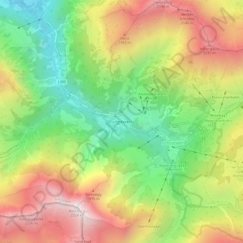 Topografinen kartta Unterboden, korkeus, helpotus