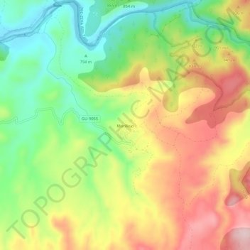 Topografinen kartta Morillejo, korkeus, helpotus