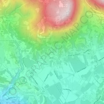 Topografinen kartta Giare, korkeus, helpotus