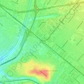 Topografinen kartta Bassett, korkeus, helpotus