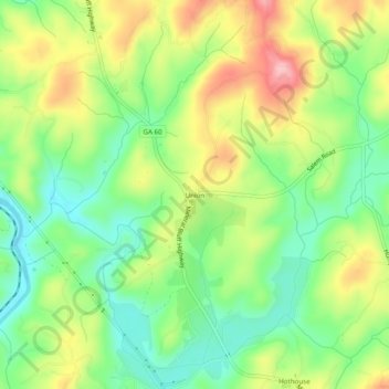 Topografinen kartta Union, korkeus, helpotus