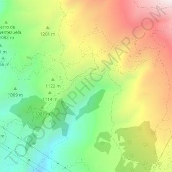 Topografinen kartta Cortijo de la eña, korkeus, helpotus