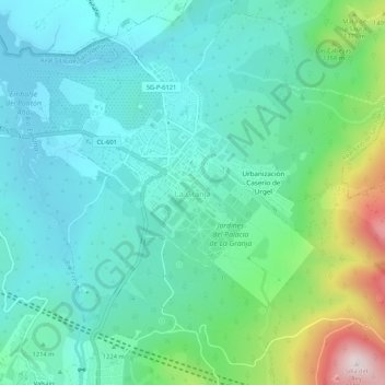 Topografinen kartta La Granja, korkeus, helpotus