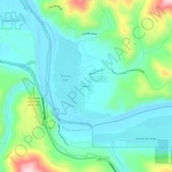 Topografinen kartta Shively, korkeus, helpotus