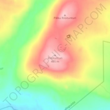 Topografinen kartta Riisitunturi, korkeus, helpotus