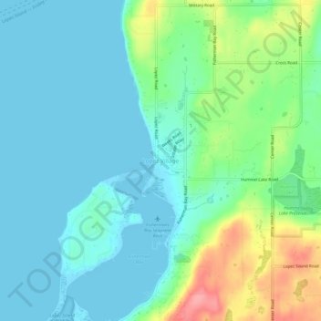 Topografinen kartta Lopez Village, korkeus, helpotus