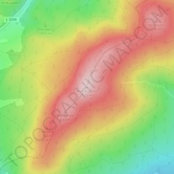Topografinen kartta Wüstegarten, korkeus, helpotus