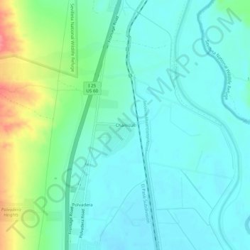 Topografinen kartta Chamizal, korkeus, helpotus