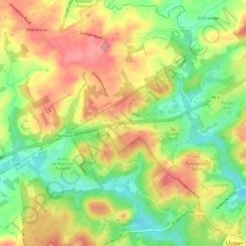 Topografinen kartta Edgmont, korkeus, helpotus