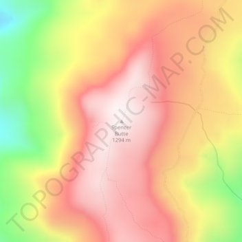 Topografinen kartta Spencer Butte, korkeus, helpotus
