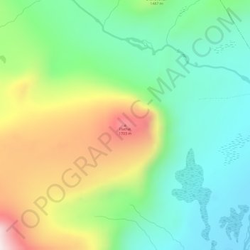 Topografinen kartta Flathøi, korkeus, helpotus