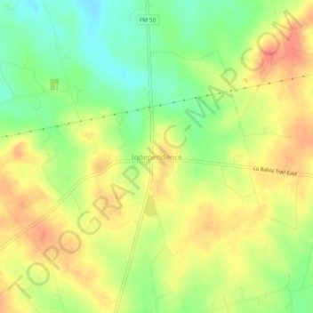 Topografinen kartta Independence, korkeus, helpotus
