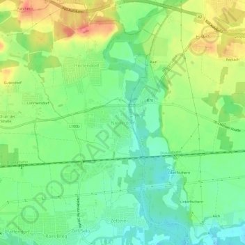 Topografinen kartta Niederdorf, korkeus, helpotus
