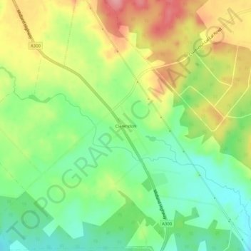 Topografinen kartta Clarendon, korkeus, helpotus