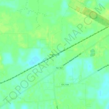 Topografinen kartta Hightower, korkeus, helpotus