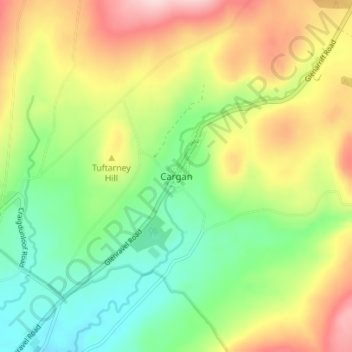 Topografinen kartta Cargan, korkeus, helpotus