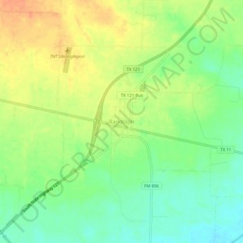 Topografinen kartta Randolph, korkeus, helpotus