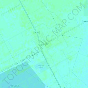 Topografinen kartta Lane City, korkeus, helpotus