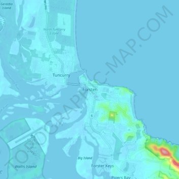 Topografinen kartta Forster, korkeus, helpotus
