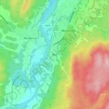Topografinen kartta Blia, korkeus, helpotus