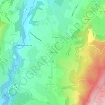 Topografinen kartta Le Faubourg, korkeus, helpotus