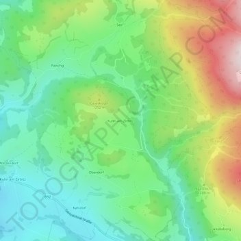 Topografinen kartta Kulm am Zirbitz, korkeus, helpotus