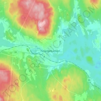 Topografinen kartta Smedjebacken, korkeus, helpotus