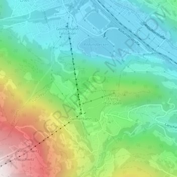 Topografinen kartta Geles, korkeus, helpotus