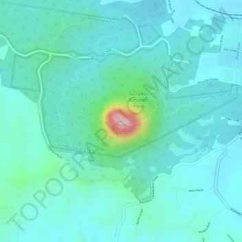 Topografinen kartta Mount Cooroora, korkeus, helpotus