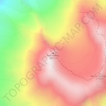 Topografinen kartta Beerenberg, korkeus, helpotus