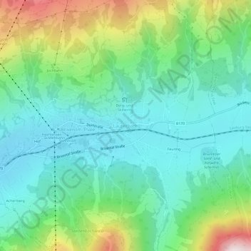 Topografinen kartta Lauterbach, korkeus, helpotus