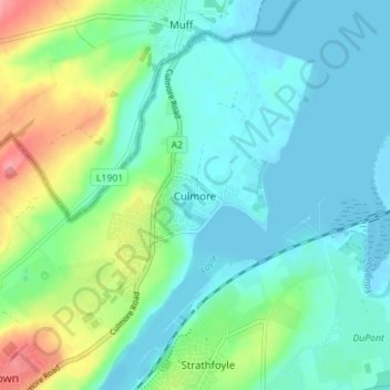 Topografinen kartta Culmore, korkeus, helpotus