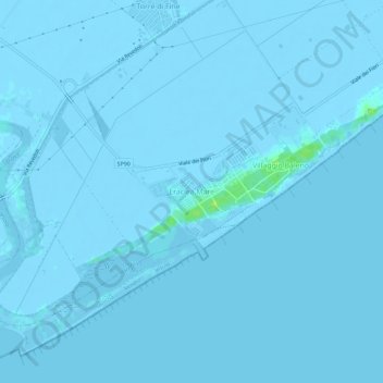 Topografinen kartta Eraclea Mare, korkeus, helpotus
