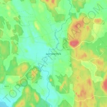 Topografinen kartta Juornaankylä, korkeus, helpotus