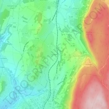 Topografinen kartta La Lième, korkeus, helpotus
